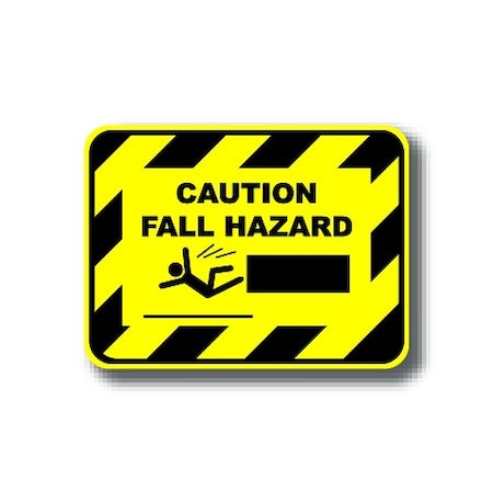 Ergomat 12in x 9in RECTANGLE SIGNS - Caution Fall Hazard DSV-SIGN 108 #2140 -UEN